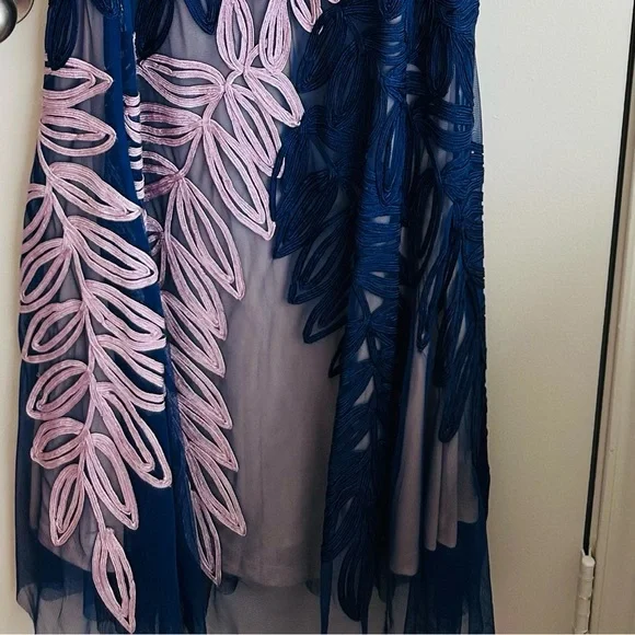 JS Collections Navy and Blue long sleeveless gown - Picture 4 of 6